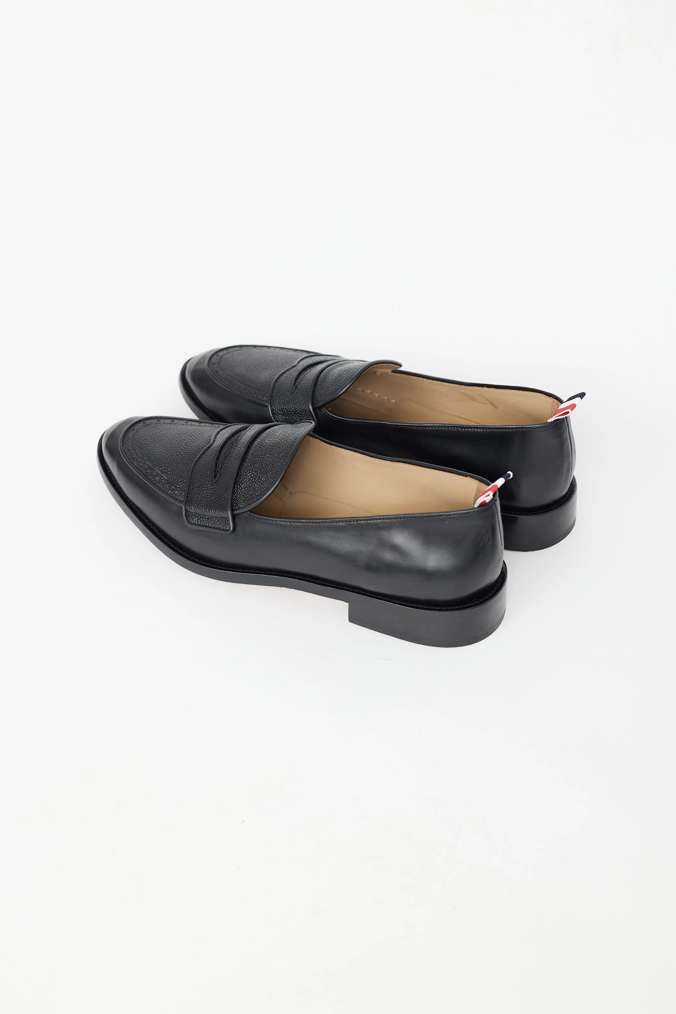 Black Leather Varsity Penny Loafer