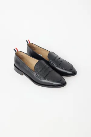 Black Leather Varsity Penny Loafer