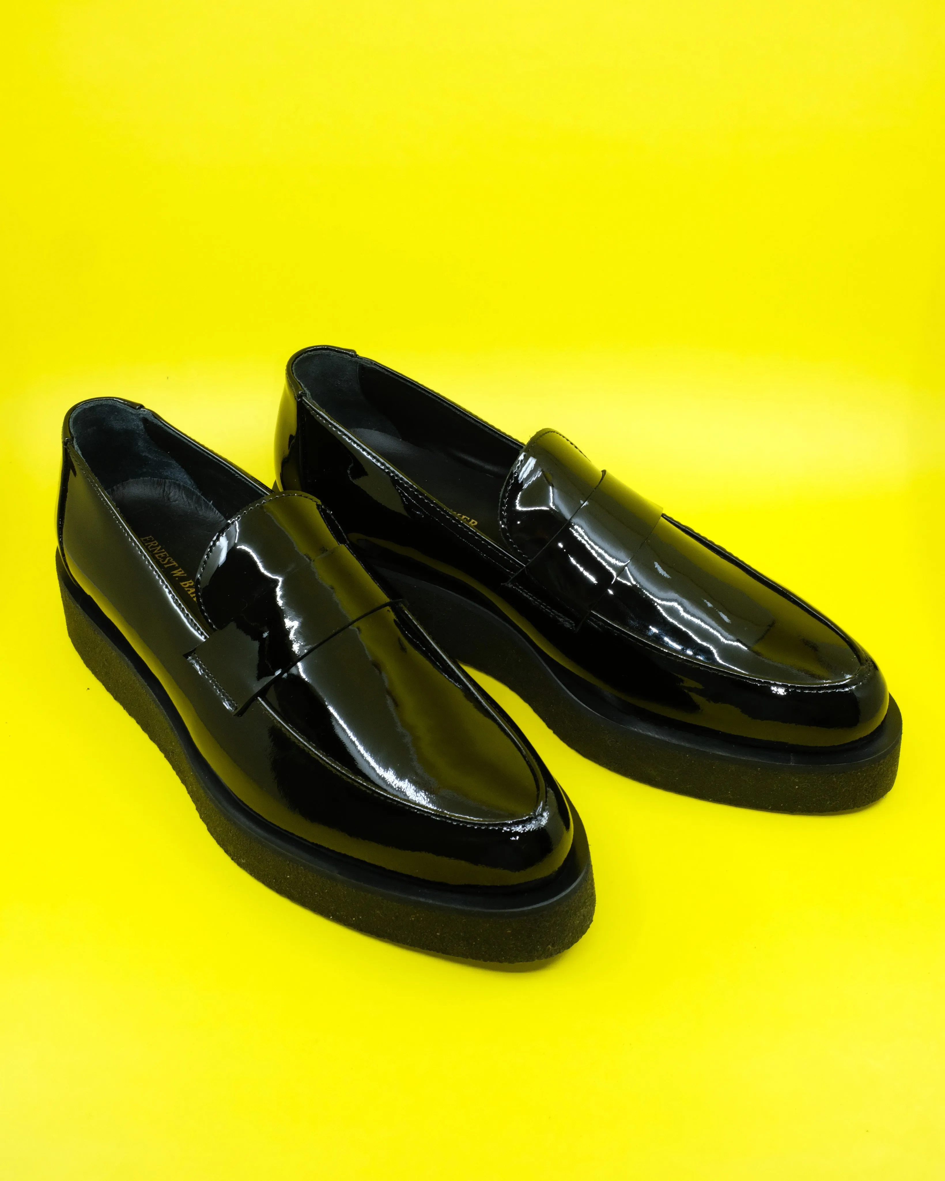 Black Patent Leather Creeper Loafers