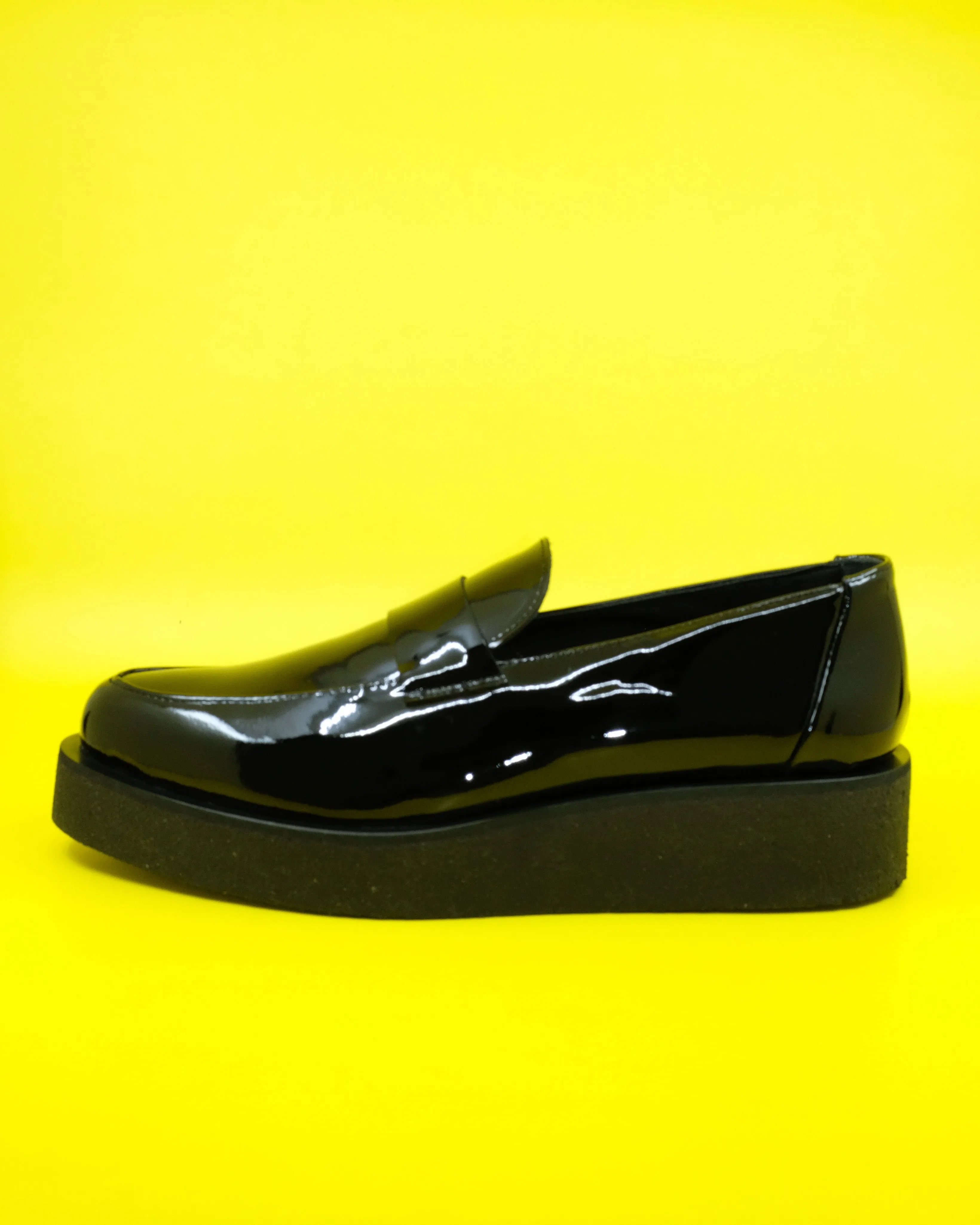 Black Patent Leather Creeper Loafers