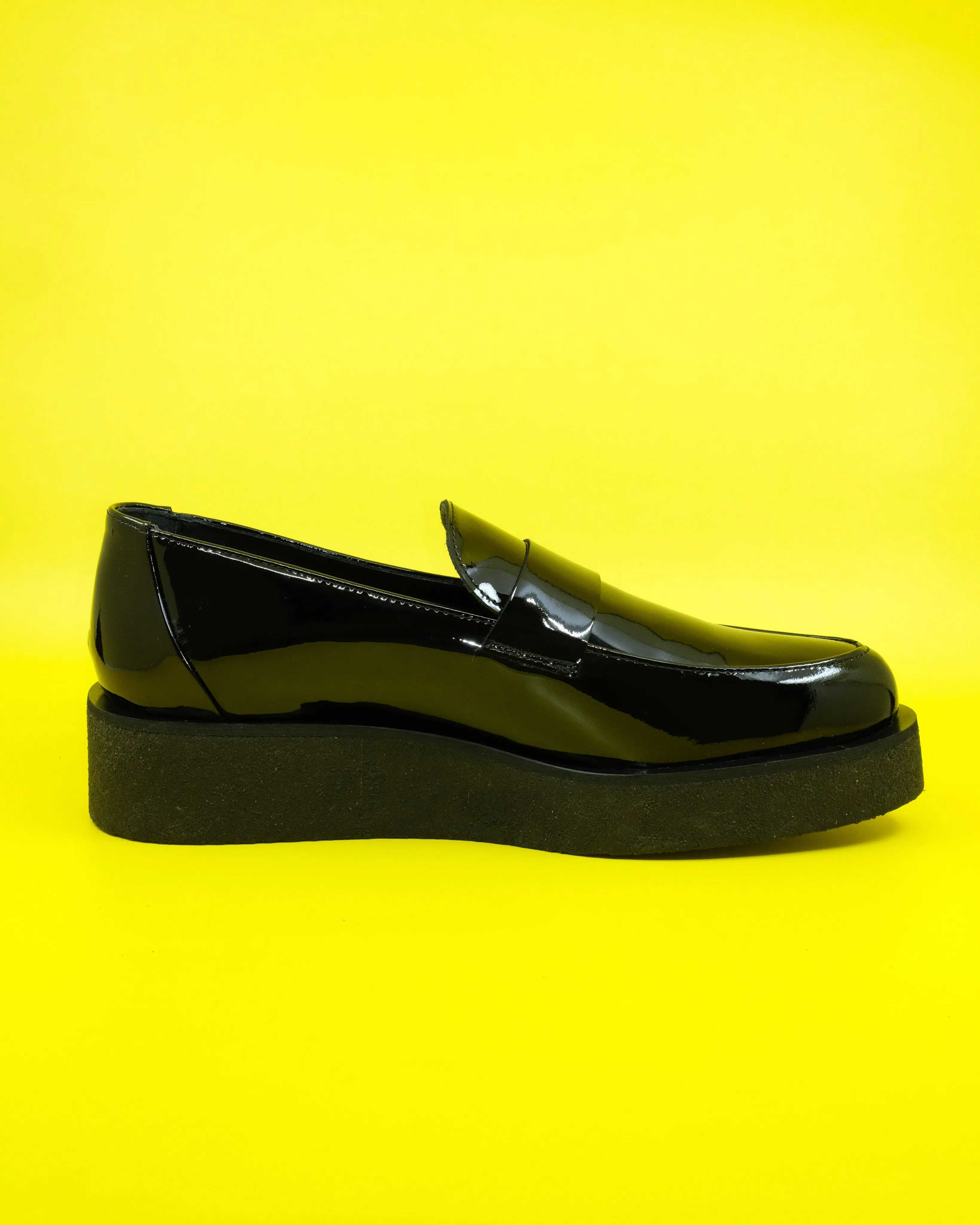 Black Patent Leather Creeper Loafers