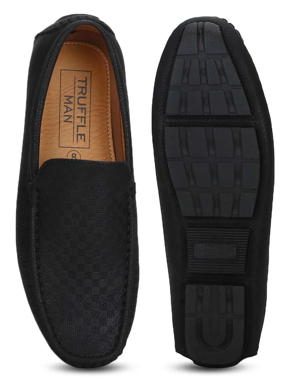 Black PU Patterned Loafers