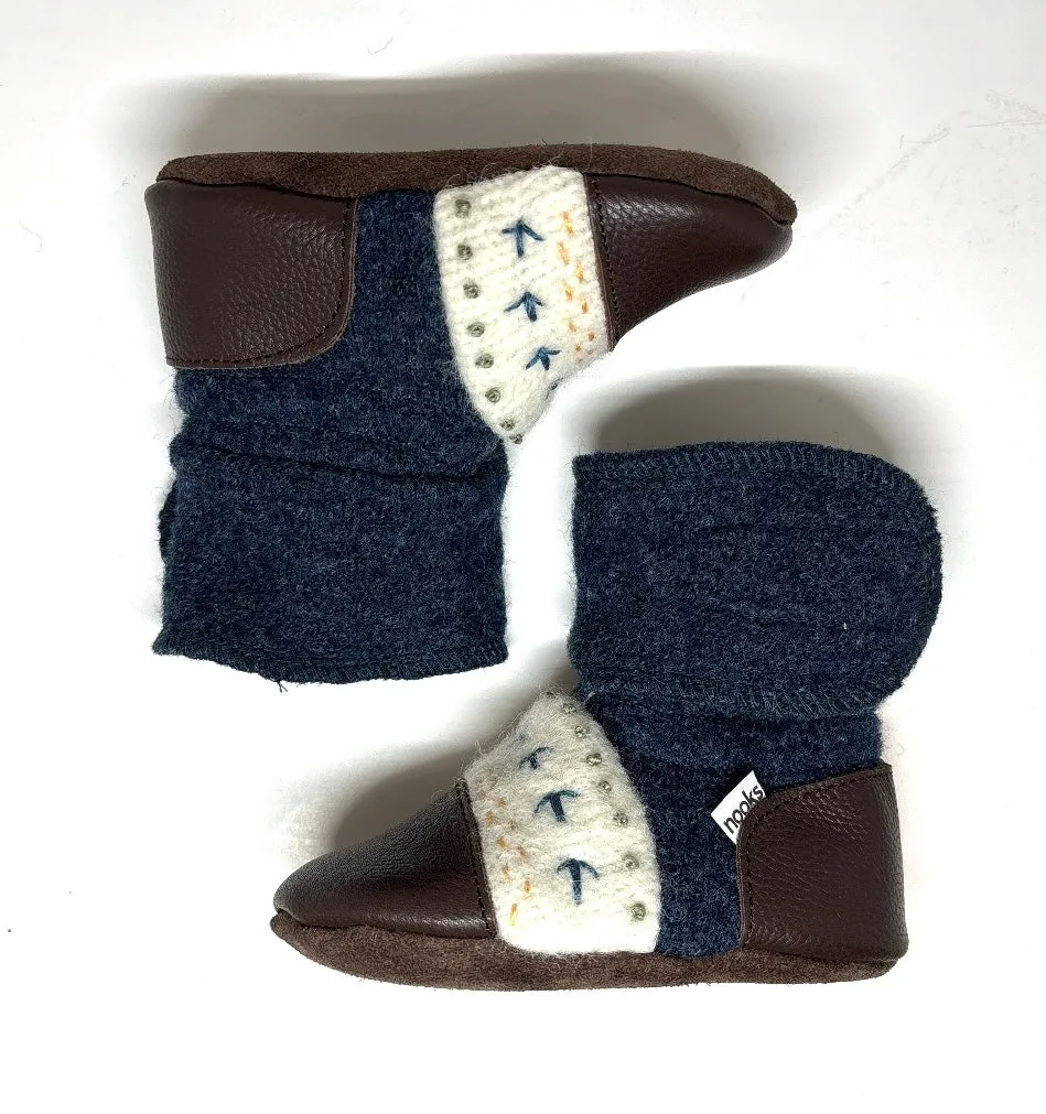 Blue Caribou Embroidered Felted Wool Booties