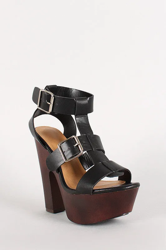 Breckelle Buckled Cage Open Toe Heel