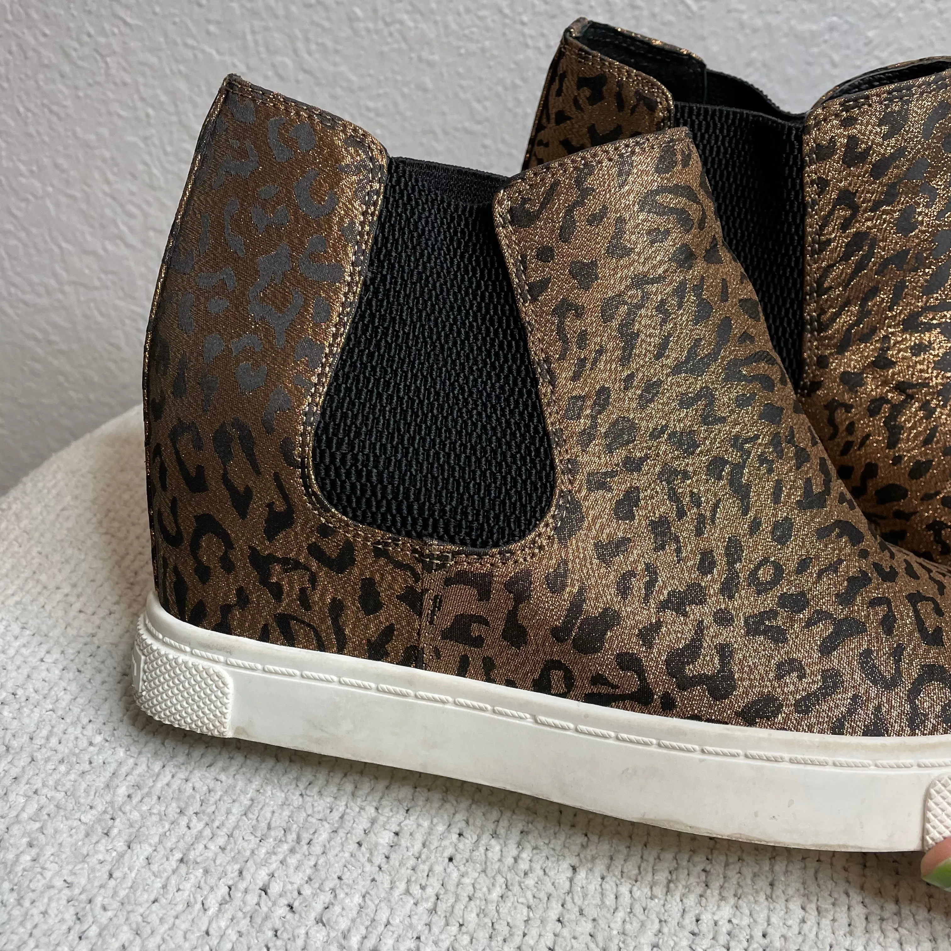 Bronze Leopard Heel Wedge Sneaker