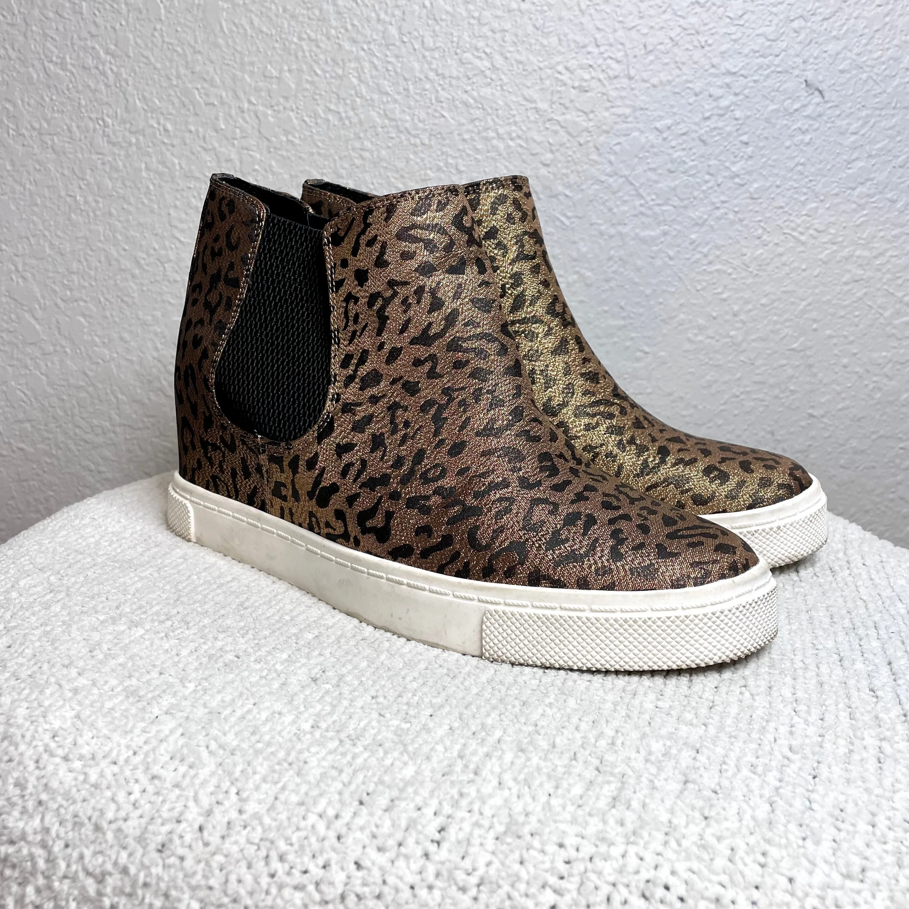 Bronze Leopard Heel Wedge Sneaker