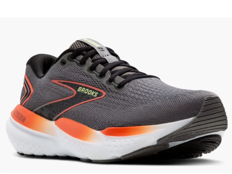 Brooks Glycerin 21 Mens Running Shoe (Grey/Mandarin Red/Green)