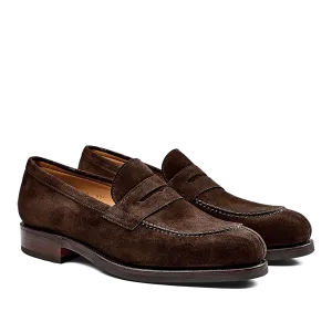 Brown Suede Forest Rubber Penny Loafers