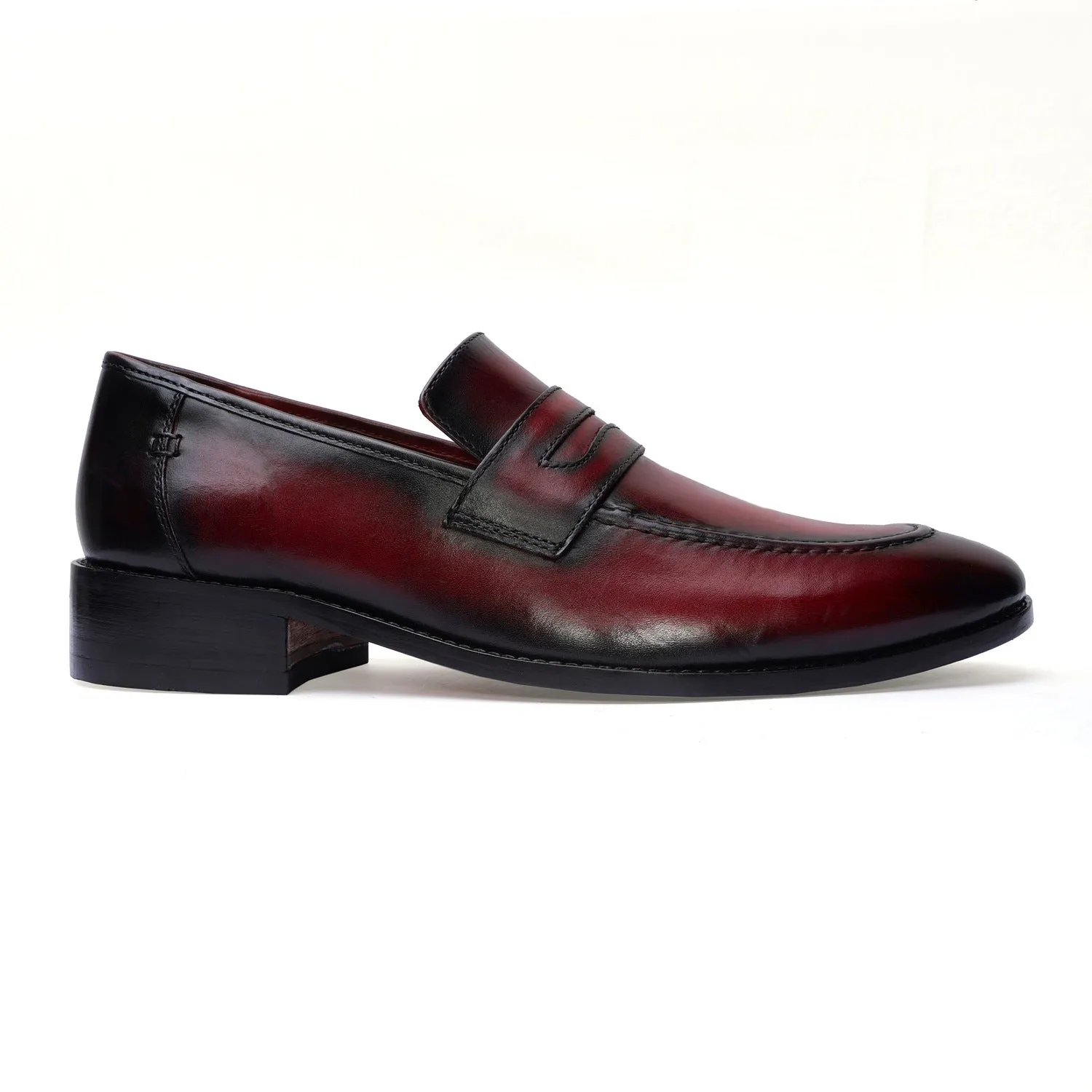 Burnished Wine Penny Loafer in Genuine Leather