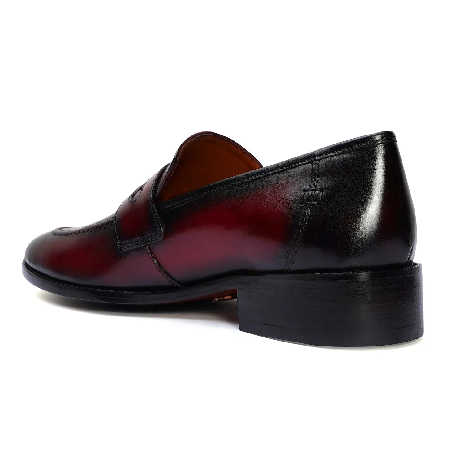 Burnished Wine Penny Loafer in Genuine Leather