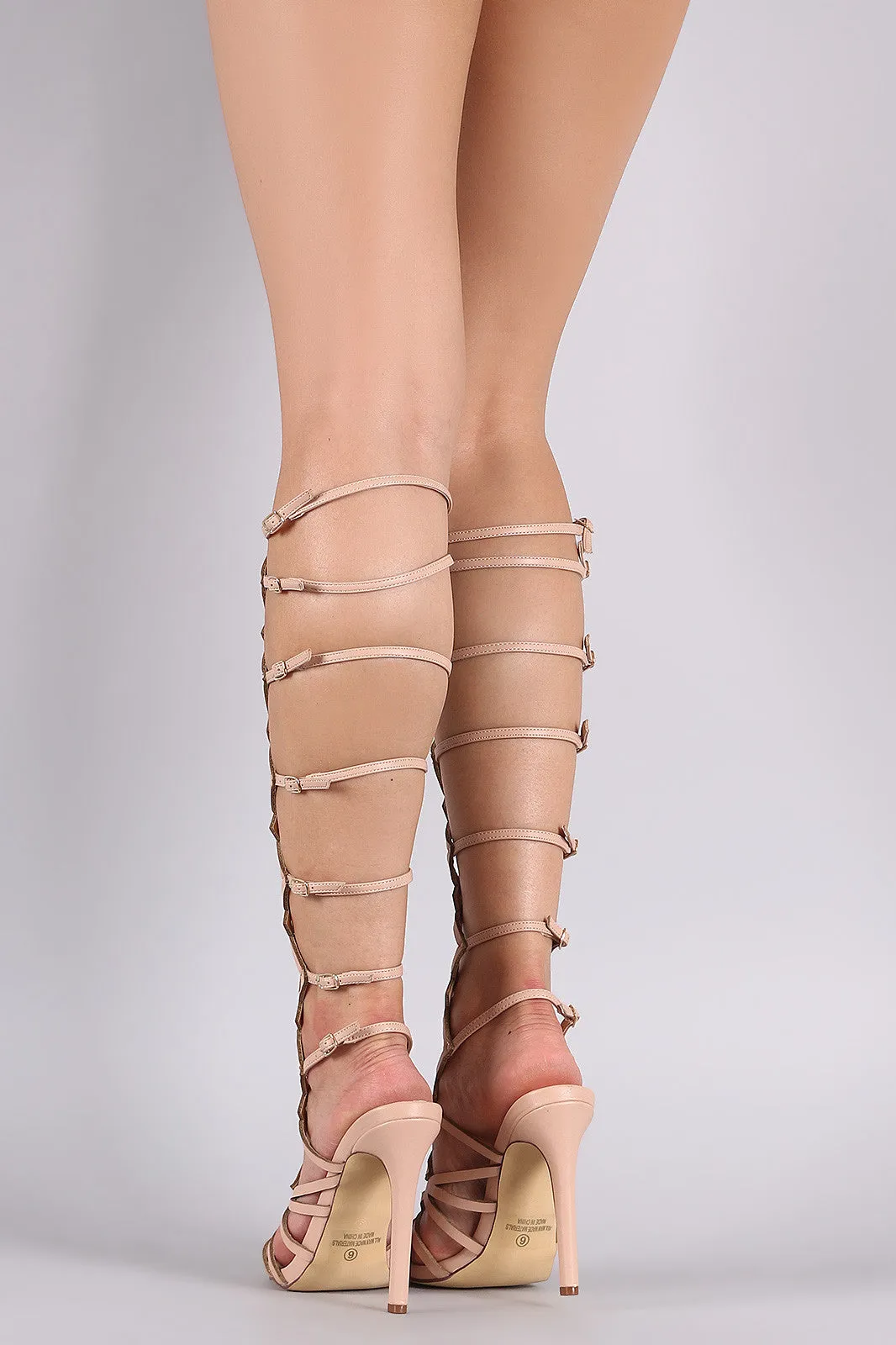 Caged Cutout Open Toe Gladiator Heel