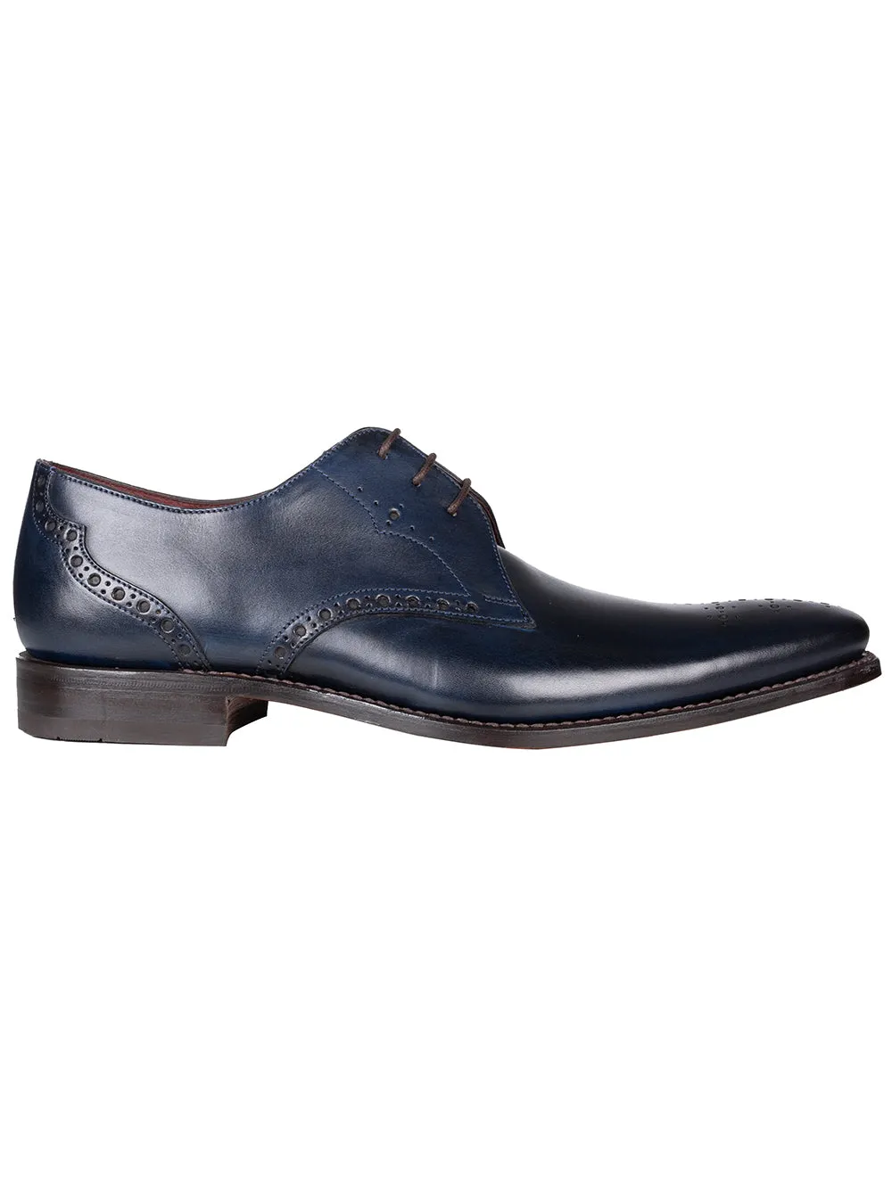 Calf Punched Derby Shoes Blue