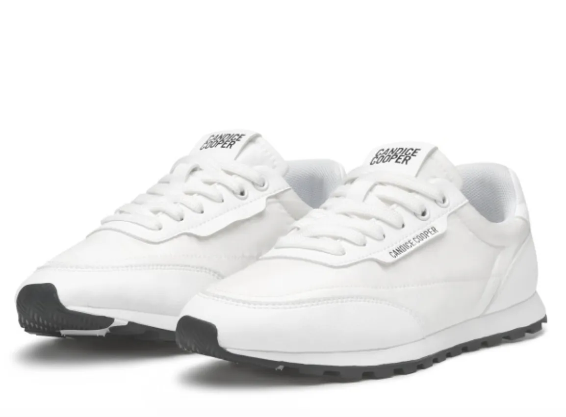 Candice Cooper White Plume Sneaker