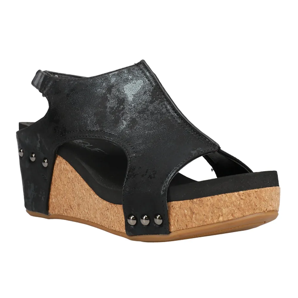 Carley Metallic Studded Wedge Sandals