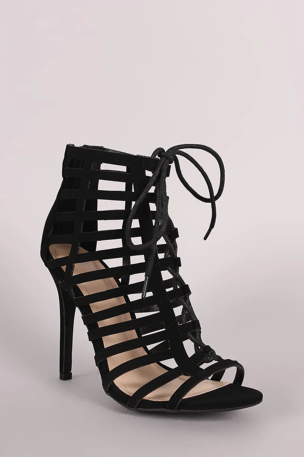 Char - Caged Lace Up Stiletto Heel