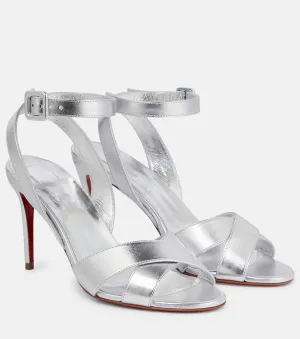 Christian Louboutin Metallic Leather Mariza 85 Sandals, Silver