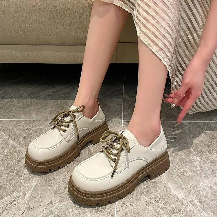 Chunky Lace-Up Loafers Wide Feet Fat Foot Women's Shoes