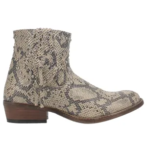 Clementine Snake Print Round Toe Studded Booties