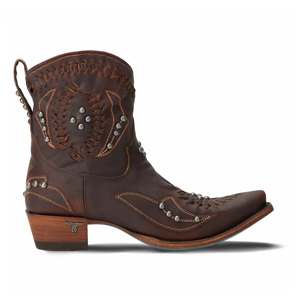 Cossette Studded Embroidered Snip Toe Zippered Cowboy Booties