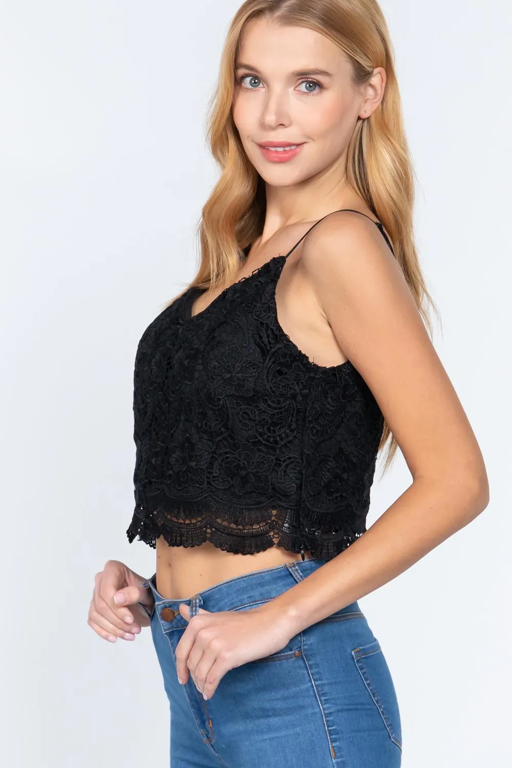 Crochet Lace Cami Woven Top