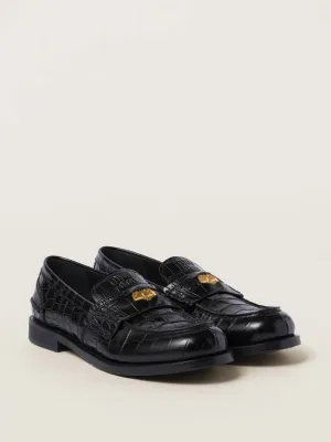 Croco-print leather penny loafers