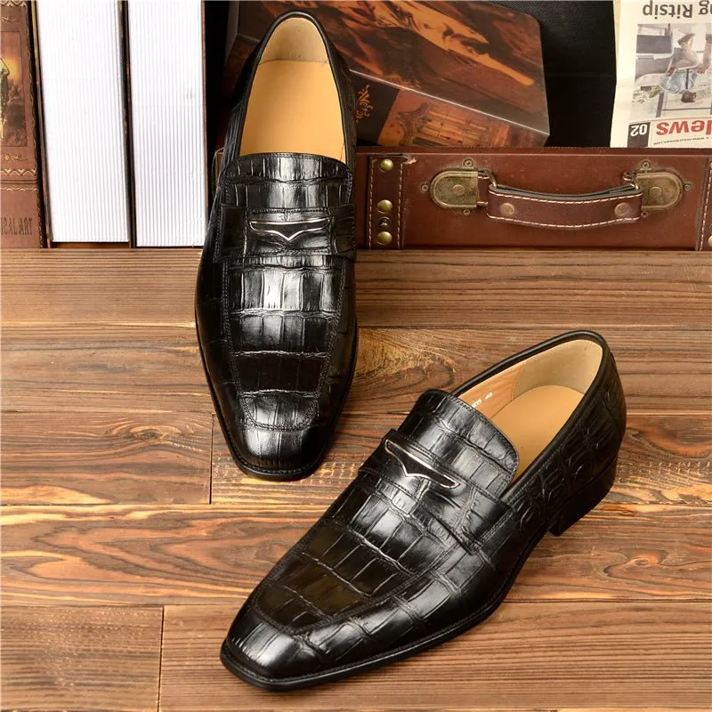 CrocoLuxe Exquisite Crocodile Texture Modish Penny Loafers