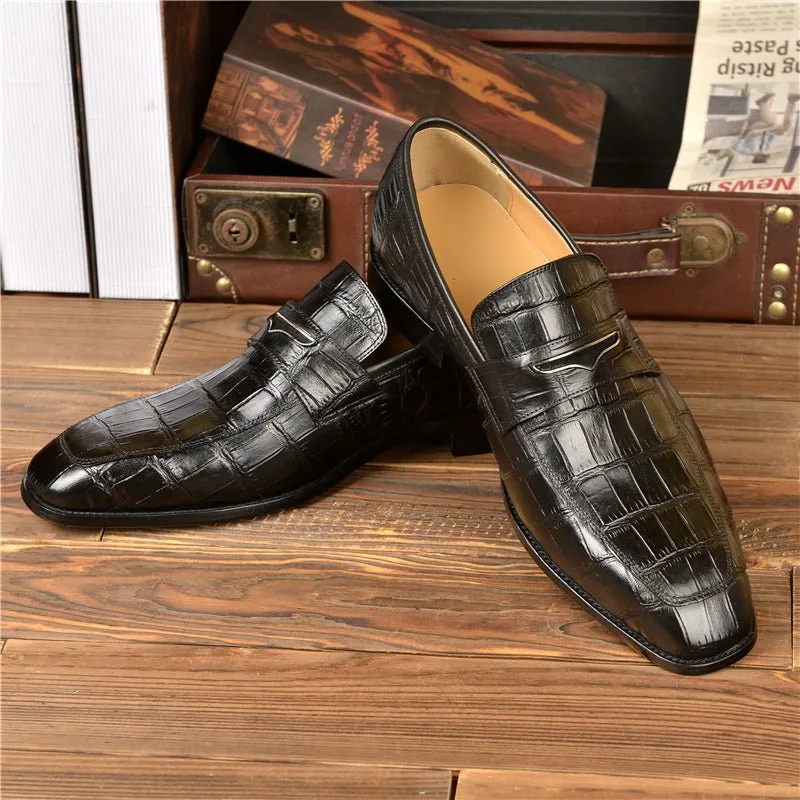 CrocoLuxe Exquisite Crocodile Texture Modish Penny Loafers