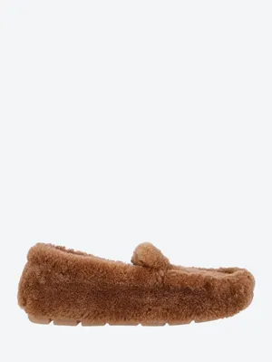 Curled mutton fur loafers