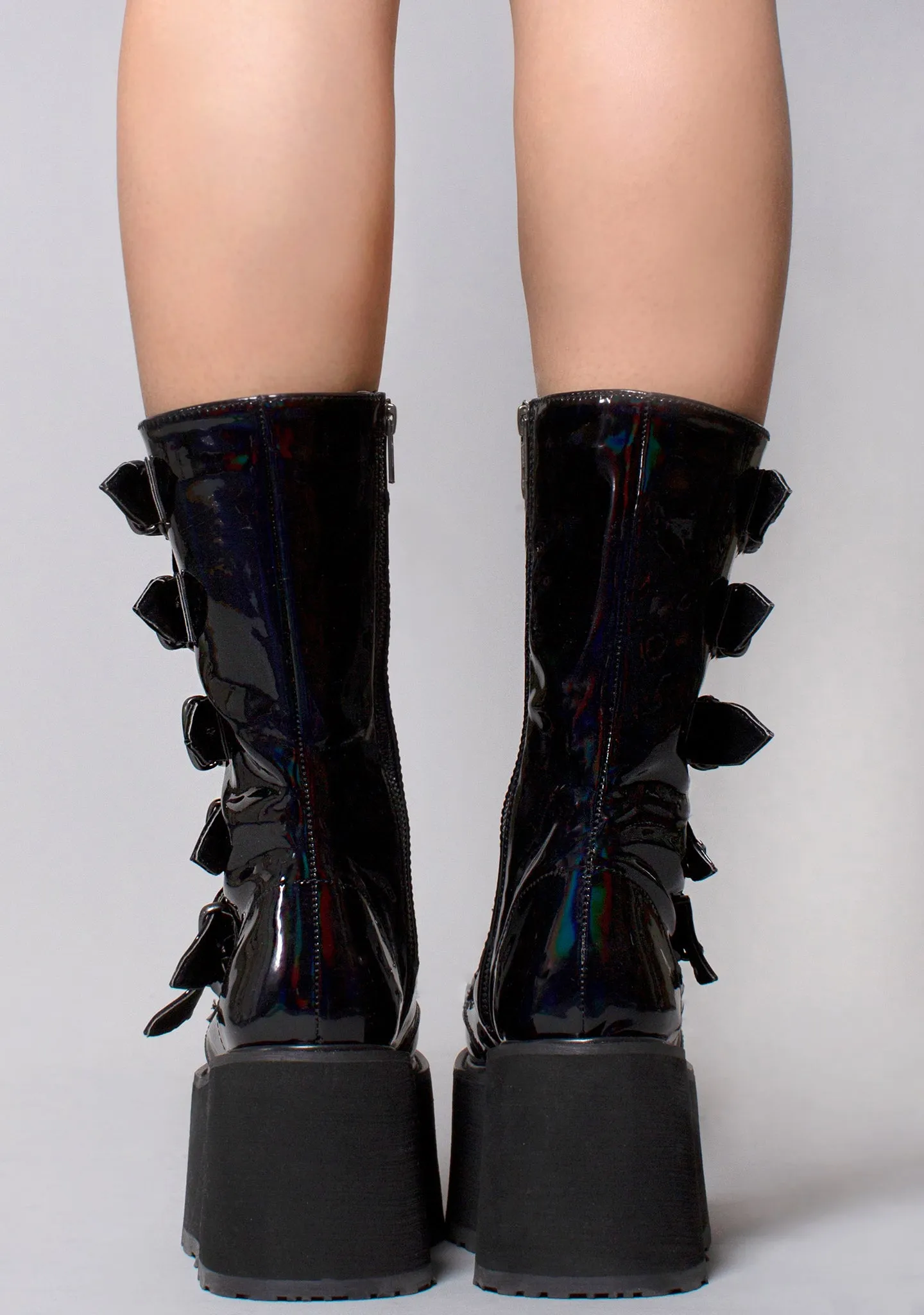 DAMNED 225 Necromancer Hologram Black Platform Boots