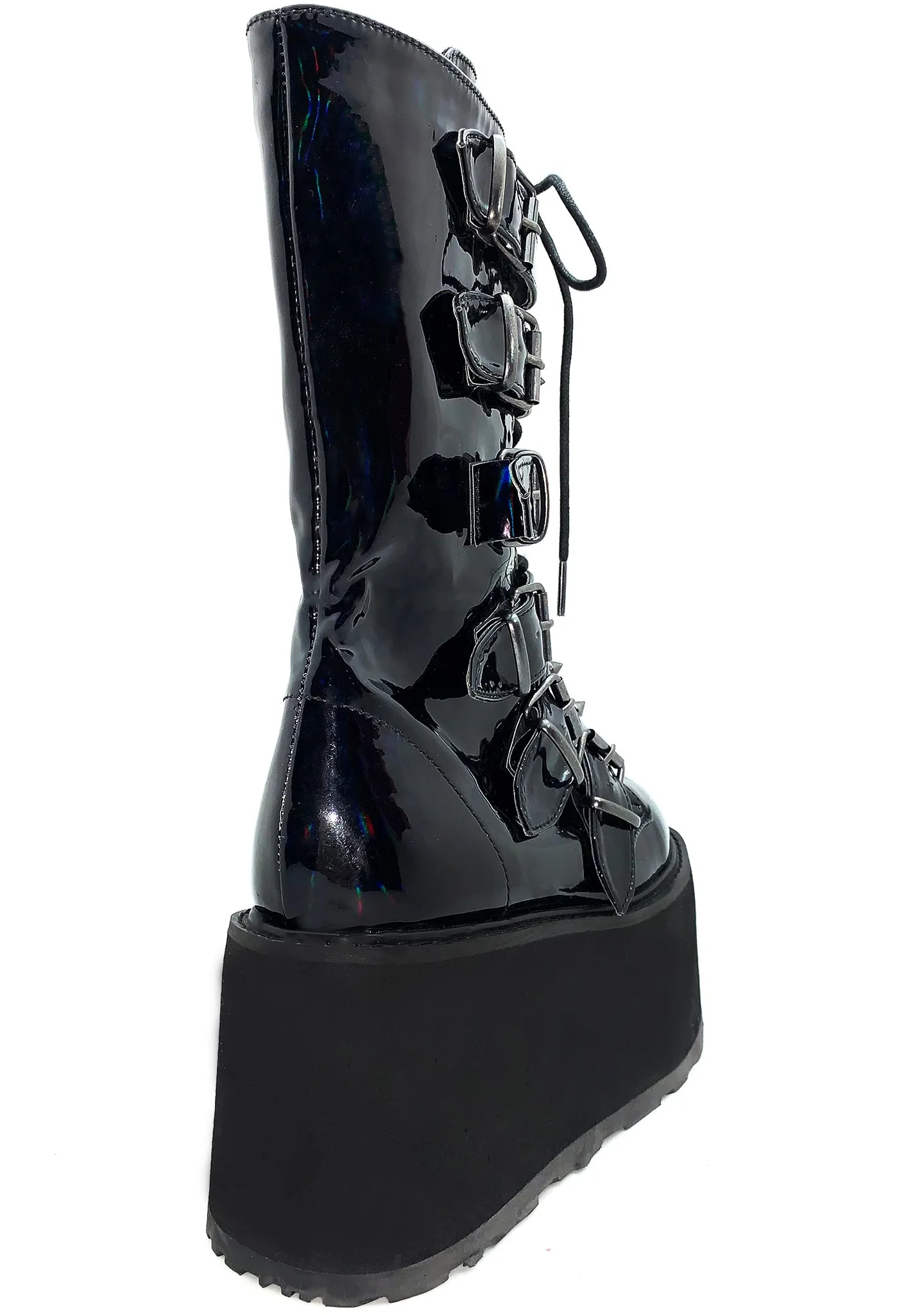 DAMNED 225 Necromancer Hologram Black Platform Boots