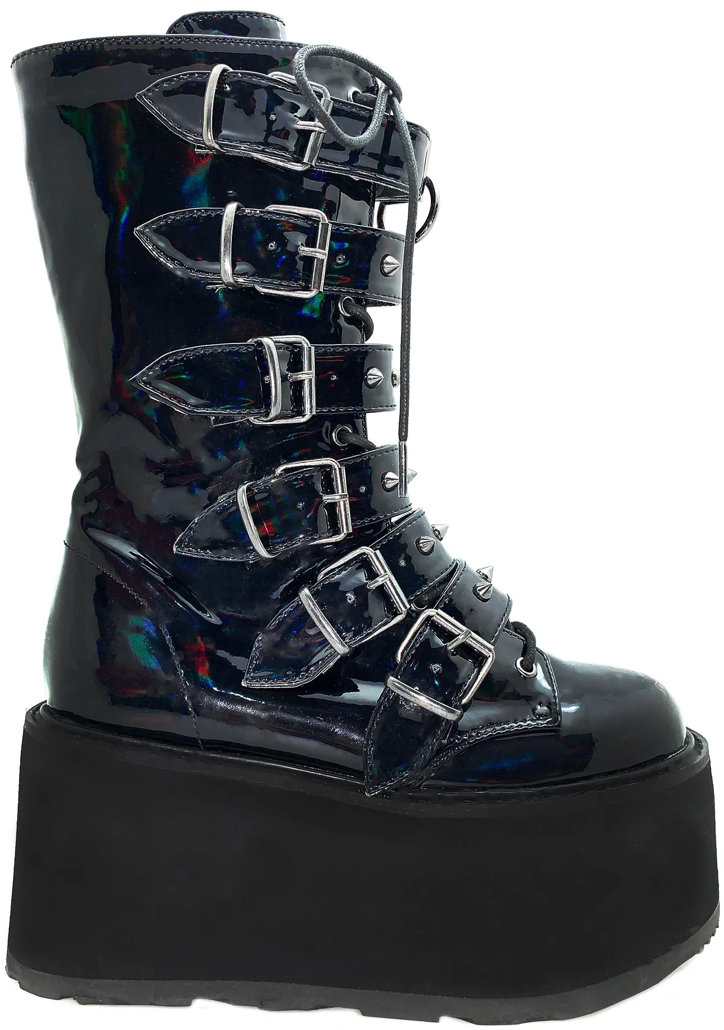 DAMNED 225 Necromancer Hologram Black Platform Boots