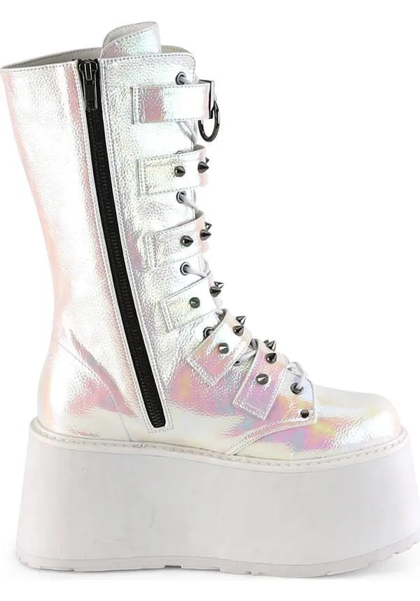 DAMNED-225 [Pearl Iridescent] | PLATFORM BOOTS [PREORDER]