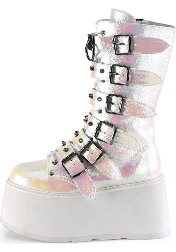 DAMNED-225 [Pearl Iridescent] | PLATFORM BOOTS [PREORDER]