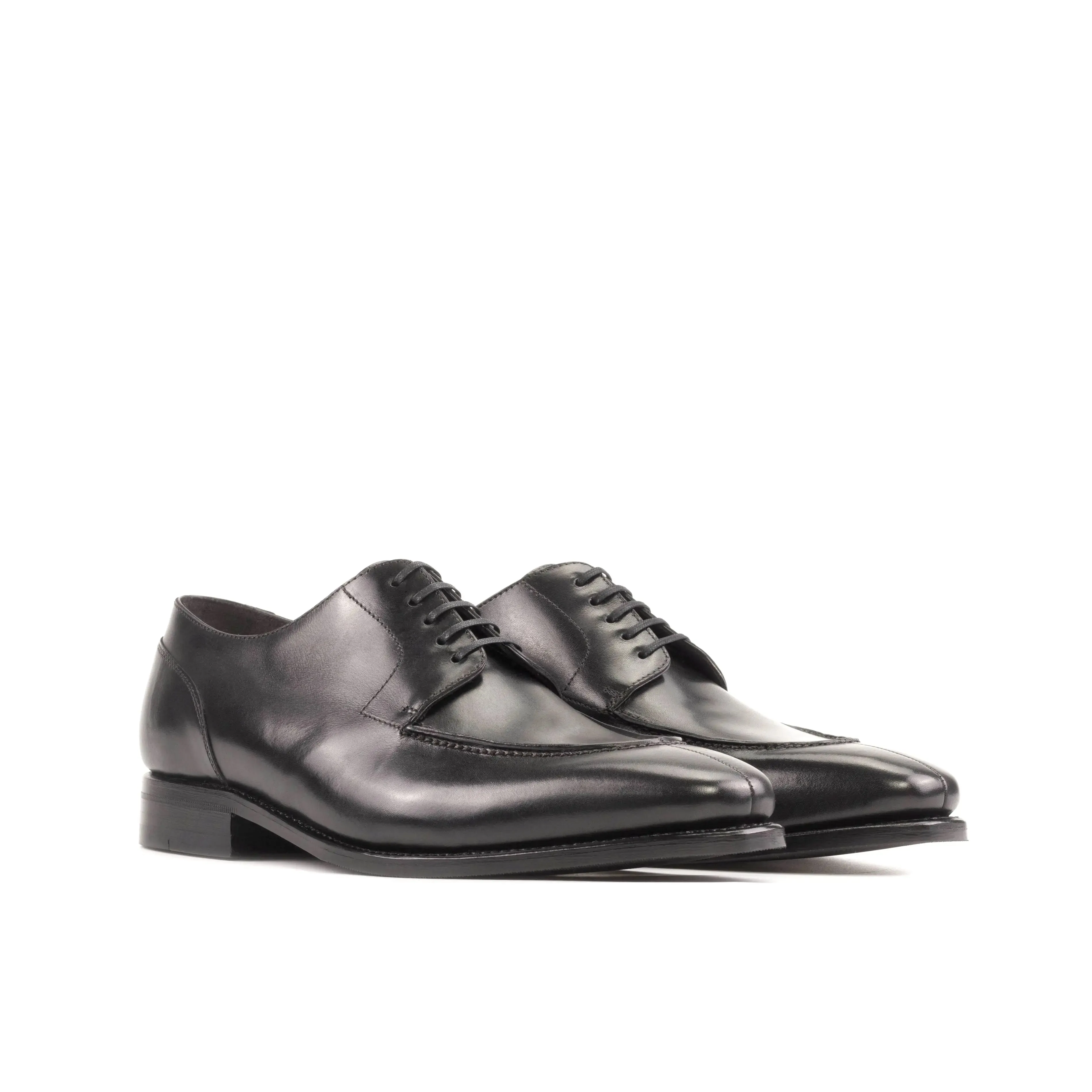 DapperFam Lorenzo in Black Men's Italian Leather Derby Split Toe