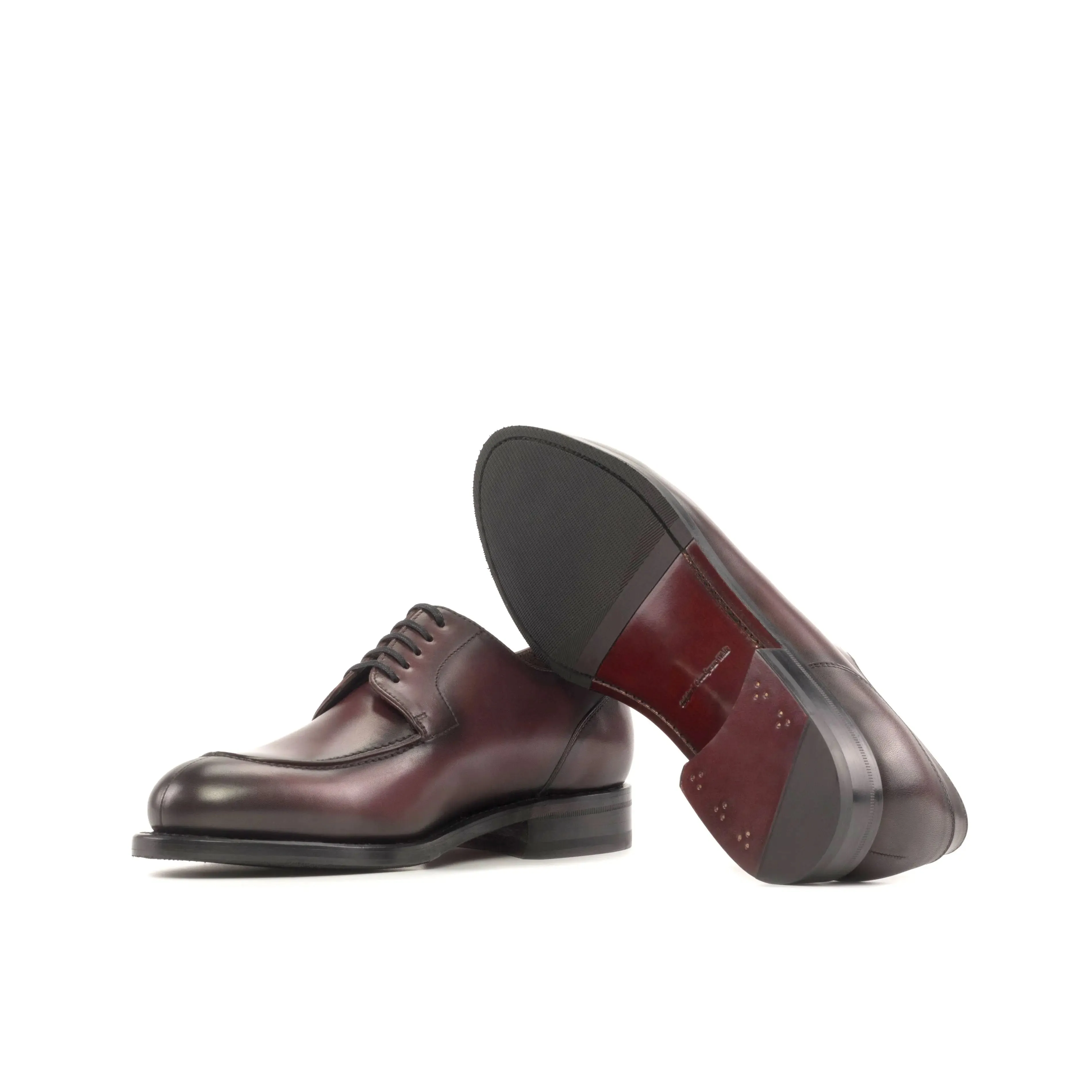 DapperFam Lorenzo in Burgundy Men's Italian Leather Derby Split Toe