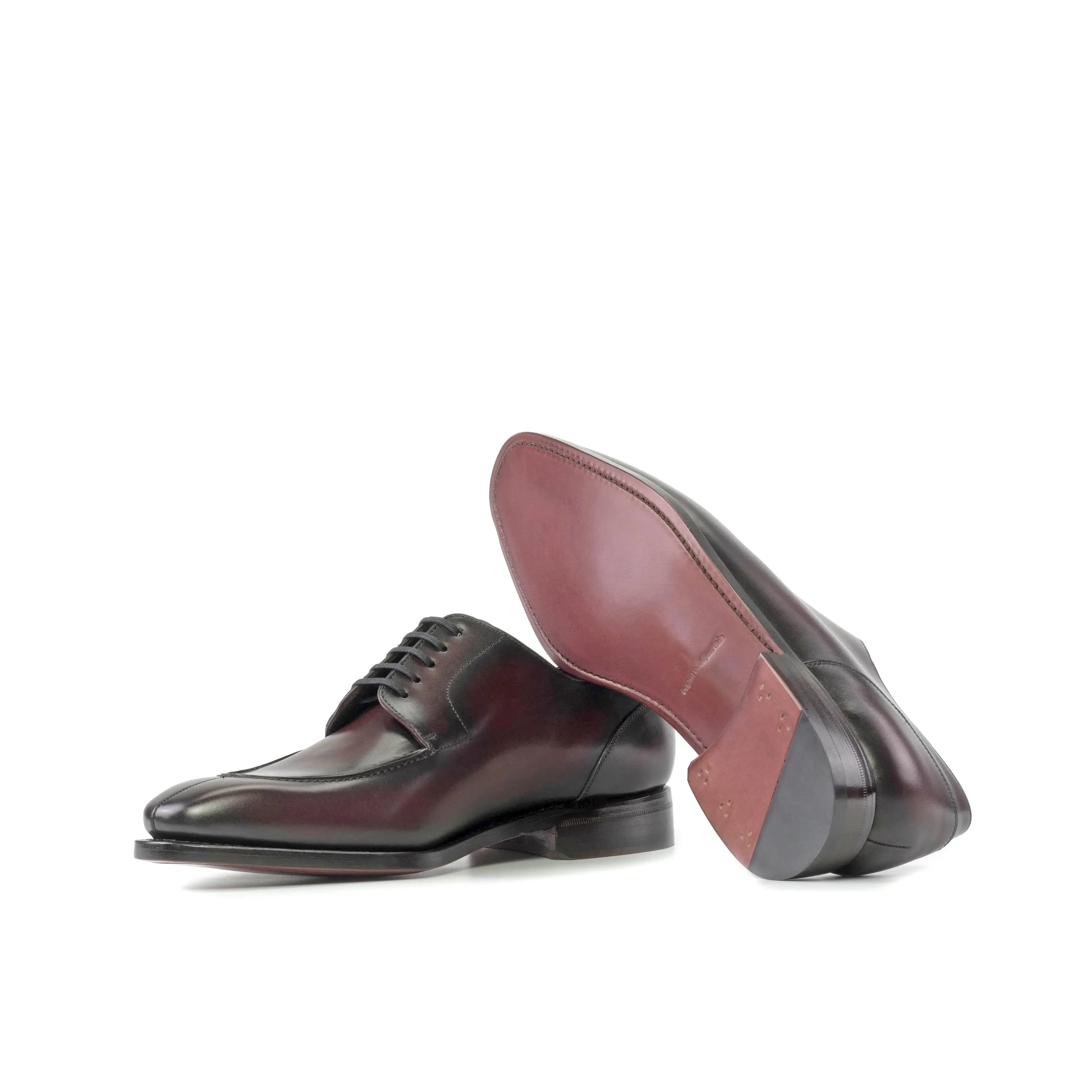 DapperFam Lorenzo in Burgundy Men's Italian Leather Derby Split Toe