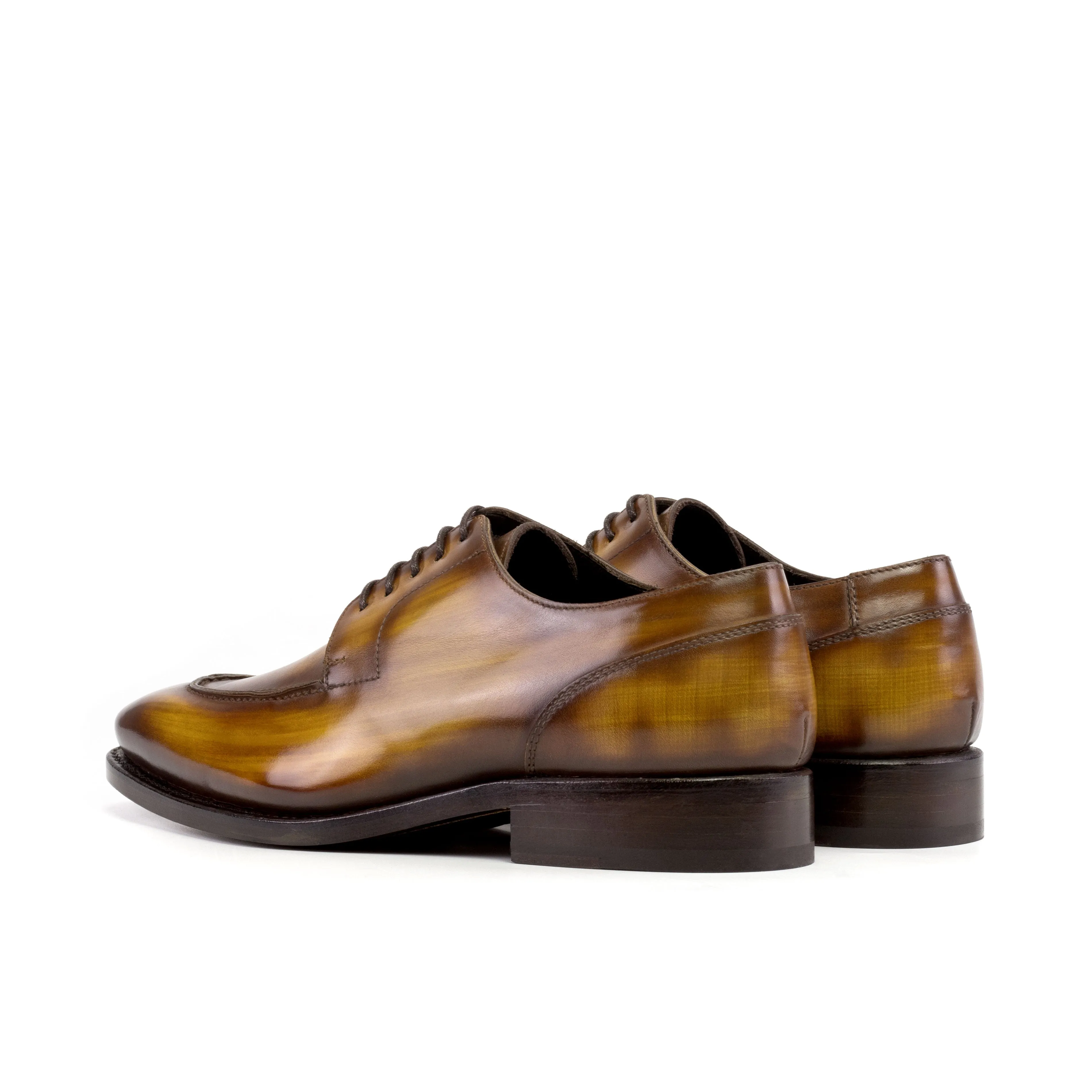 DapperFam Lorenzo in Cognac Men's Hand-Painted Patina Derby Split Toe