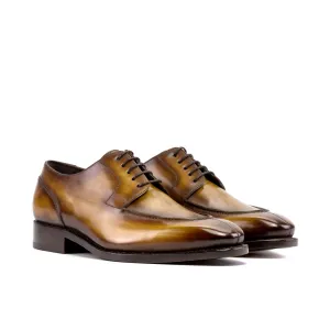 DapperFam Lorenzo in Cognac Men's Hand-Painted Patina Derby Split Toe