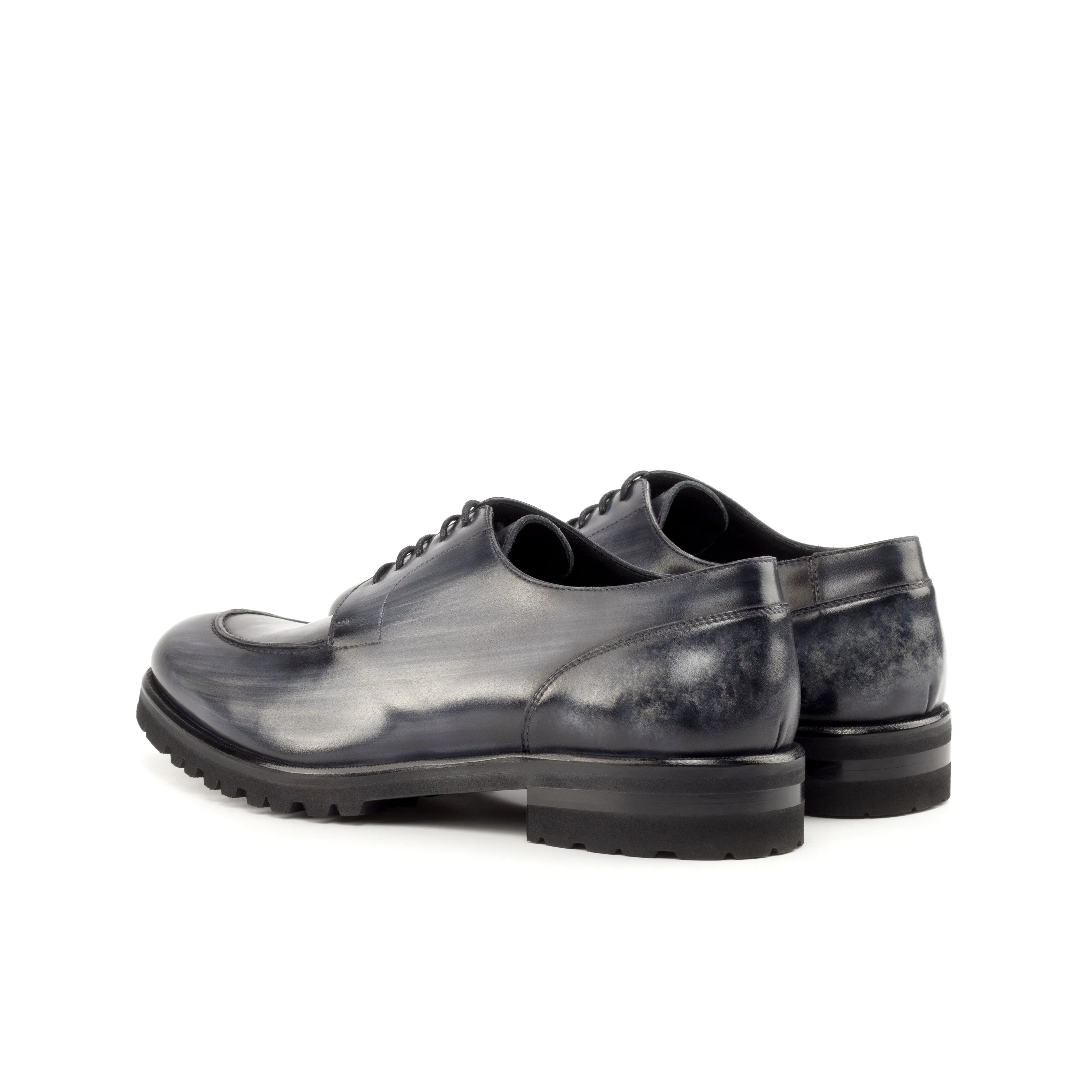 DapperFam Lorenzo in Grey Camo Men's Hand-Painted Patina Derby Split Toe