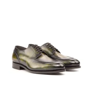 DapperFam Lorenzo in Khaki / Green Men's Hand-Painted Patina Derby Split Toe