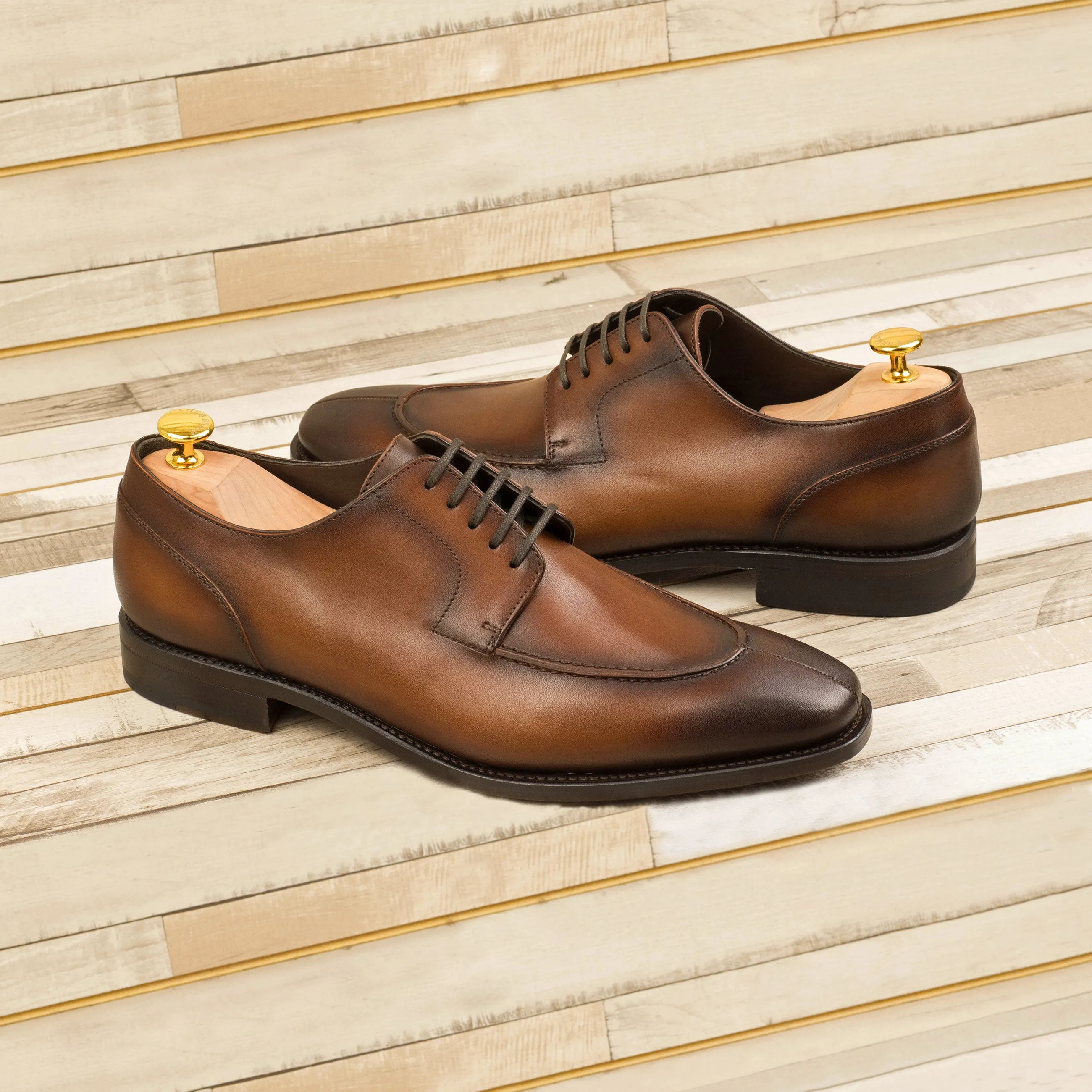 DapperFam Lorenzo in Med Brown Men's Italian Leather Derby Split Toe