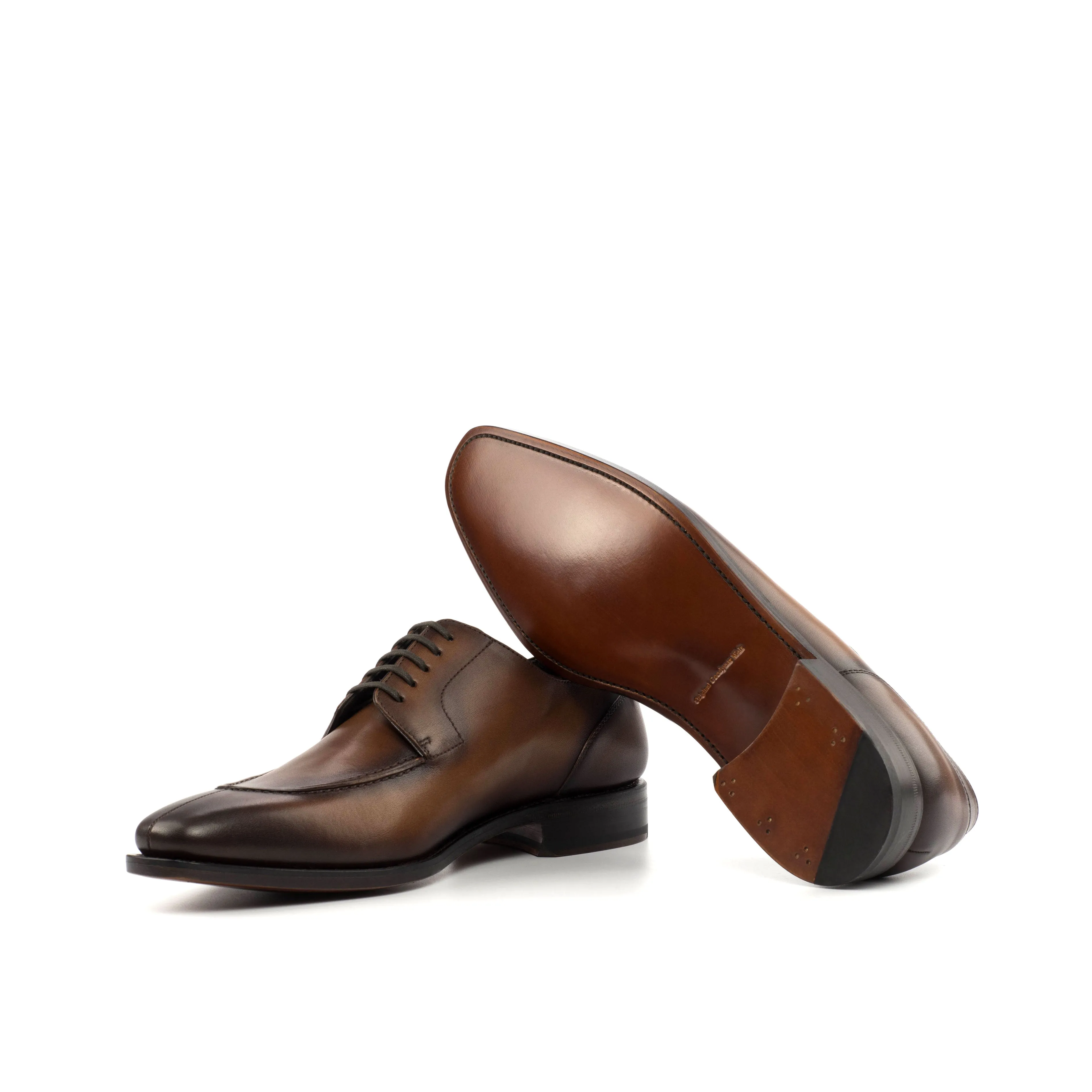 DapperFam Lorenzo in Med Brown Men's Italian Leather Derby Split Toe