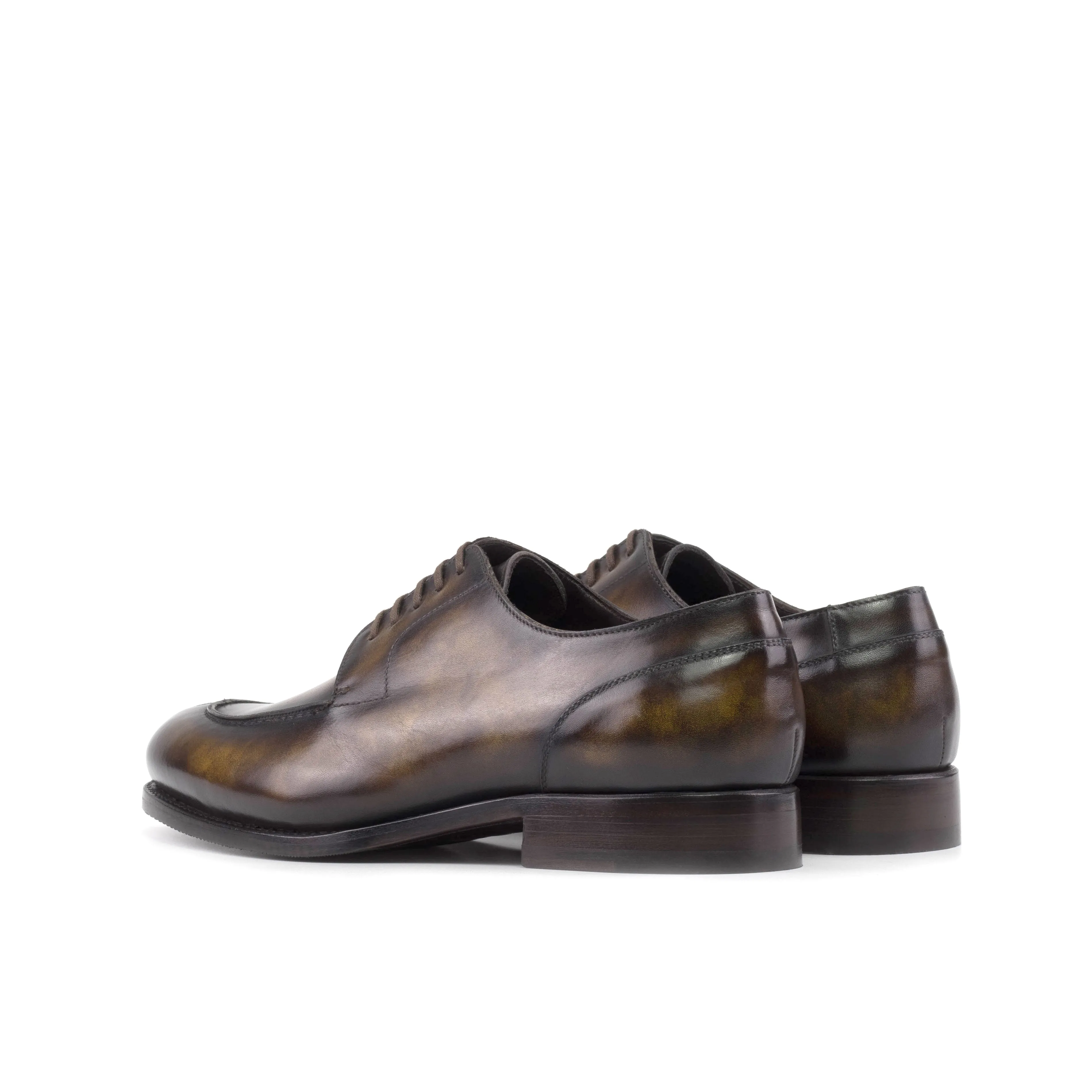 DapperFam Lorenzo in Tobacco Men's Hand-Painted Patina Derby Split Toe