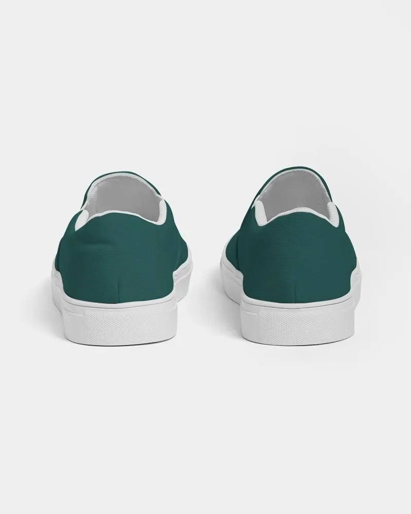 Dark Blue Cool Green Slip-On Canvas Sneakers | Women's | Dark Pastel Blue Cool Green | C60M0Y30K80