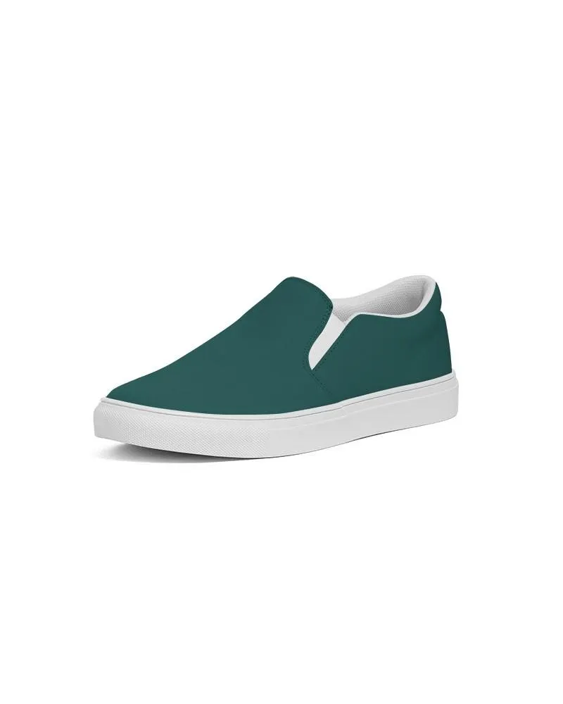 Dark Blue Cool Green Slip-On Canvas Sneakers | Women's | Dark Pastel Blue Cool Green | C60M0Y30K80