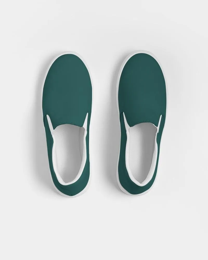 Dark Blue Cool Green Slip-On Canvas Sneakers | Women's | Dark Pastel Blue Cool Green | C60M0Y30K80