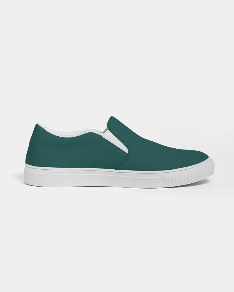 Dark Blue Cool Green Slip-On Canvas Sneakers | Women's | Dark Pastel Blue Cool Green | C60M0Y30K80