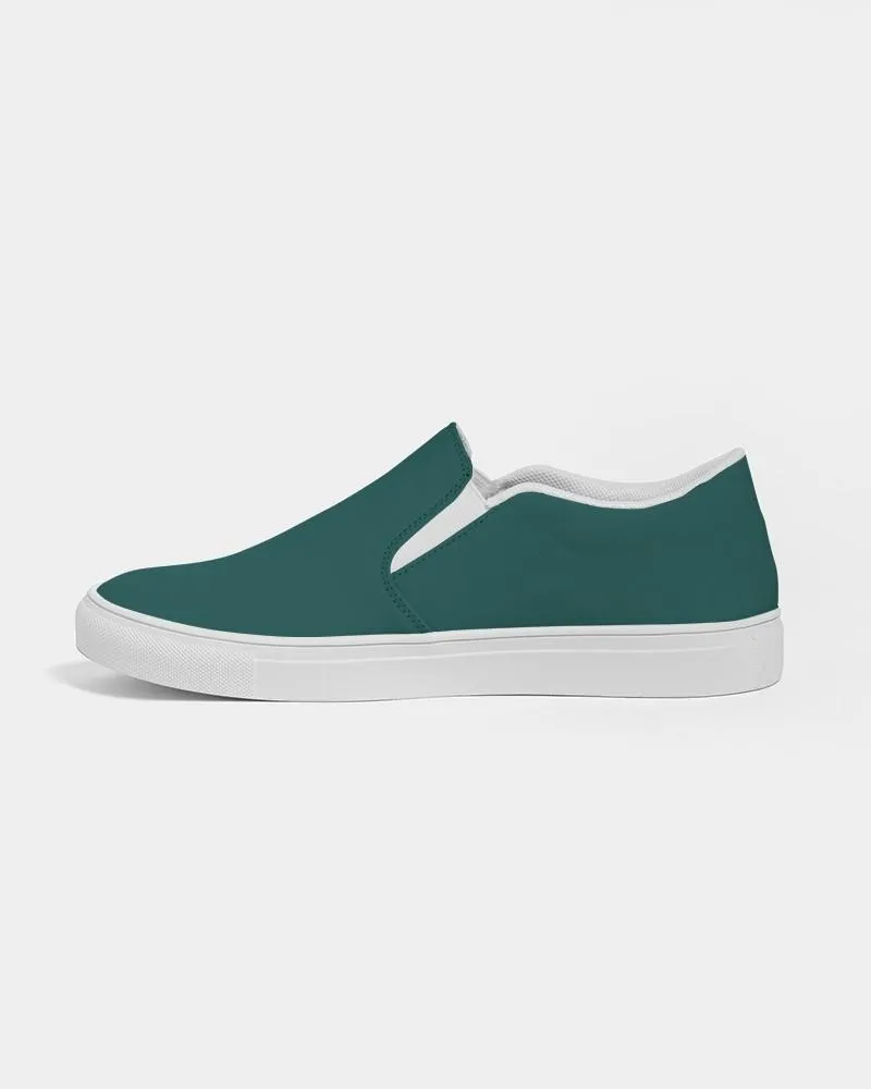 Dark Blue Cool Green Slip-On Canvas Sneakers | Women's | Dark Pastel Blue Cool Green | C60M0Y30K80