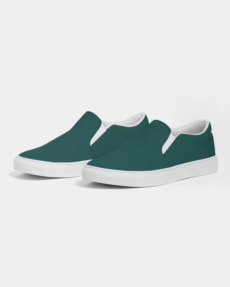 Dark Blue Cool Green Slip-On Canvas Sneakers | Women's | Dark Pastel Blue Cool Green | C60M0Y30K80