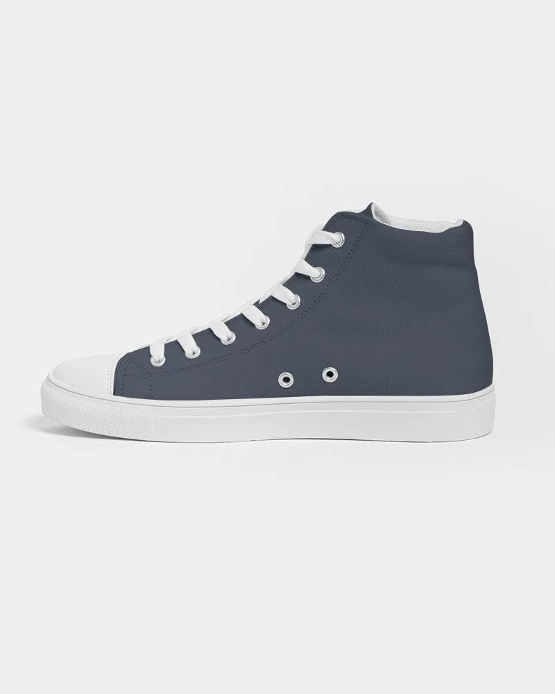 Dark Blue Women's High-top Canvas Sneakers | Women's | Dark Pale Pastel Blue | C30M15Y0K80